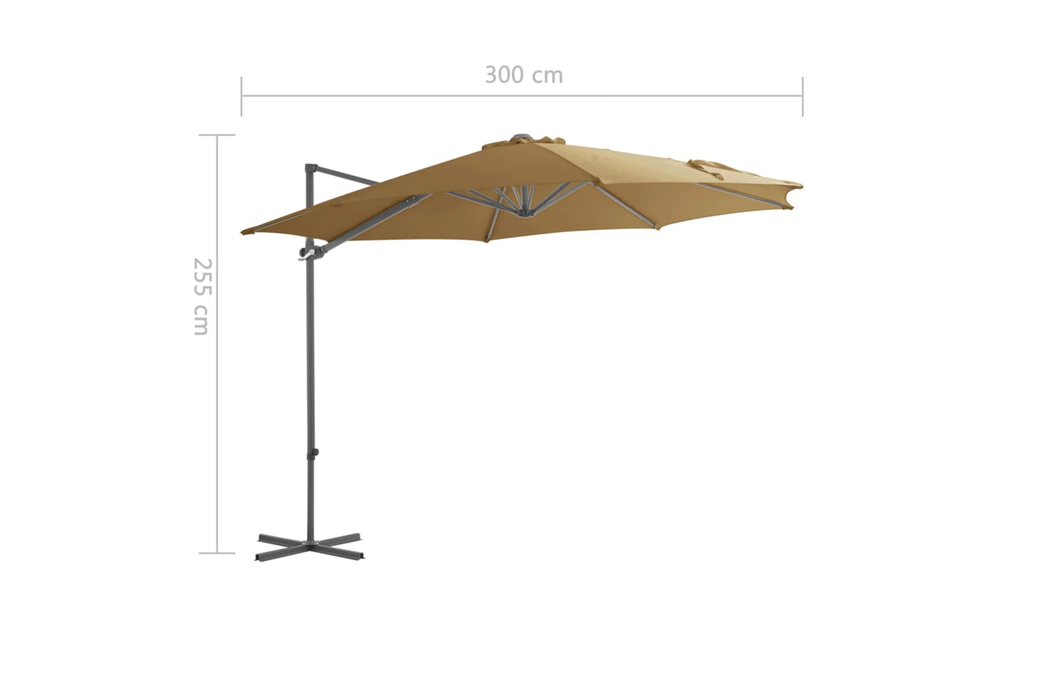 vidaXL 44631 Cantilever Umbrella With Steel Pole Taupe 300cm-9