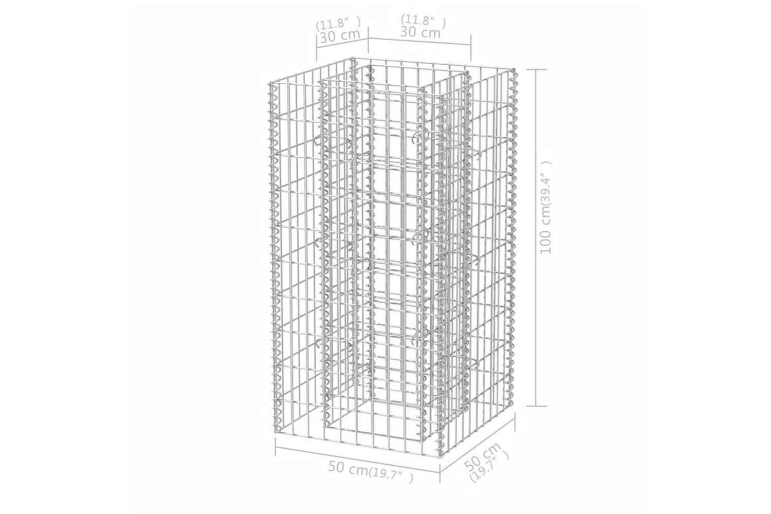 vidaXL 142557 Gabion Raised Bed Steel 50x50x100cm-6