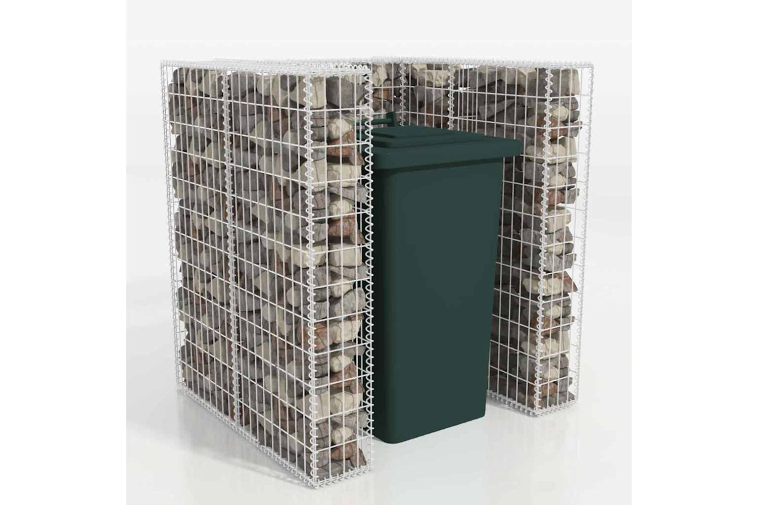 vidaXL 142558 Gabion Single Wheelie Bin Surround Steel 110x100x120cm-2