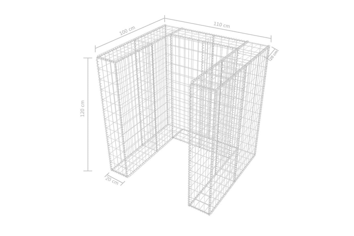 vidaXL 142558 Gabion Single Wheelie Bin Surround Steel 110x100x120cm-8