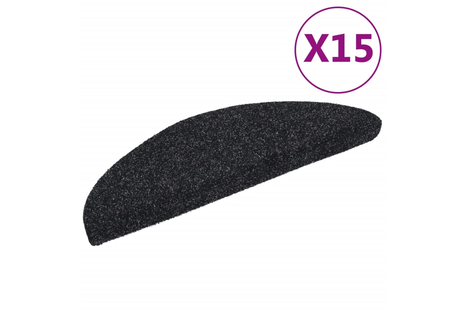 vidaXL 132692 15 Pcs Self-adhesive Stair Mats Needle Punch 56x17x3cm Black