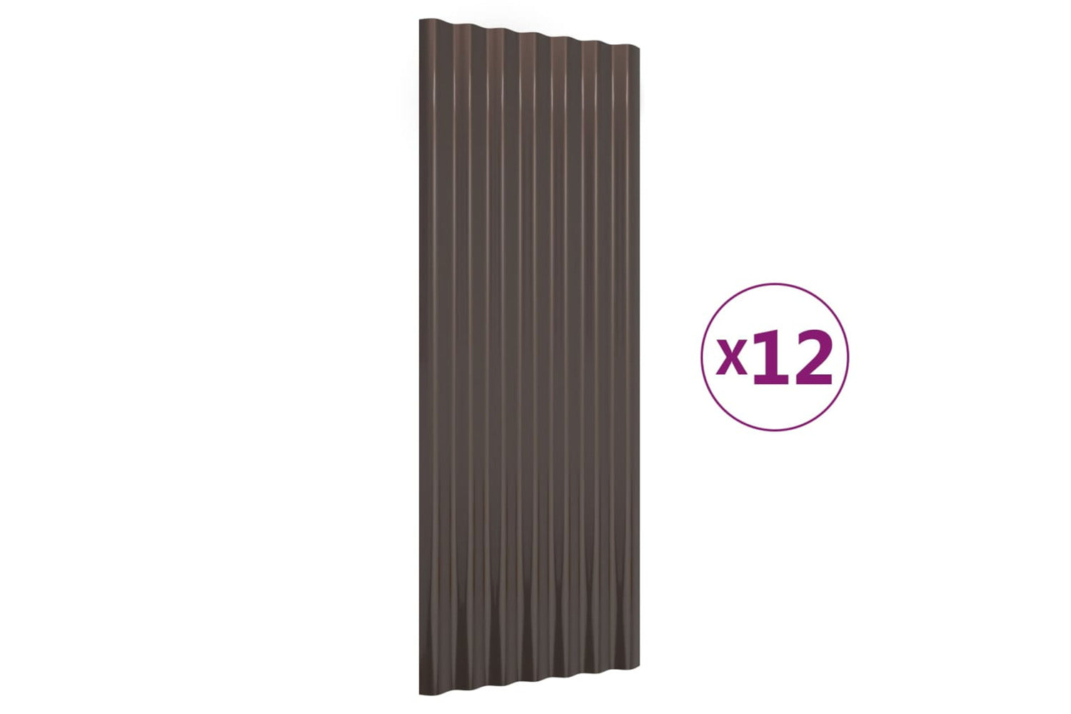 vidaXL 319144 Roof Panels 12 Pcs Powder-coated Steel Brown 100x36cm-2