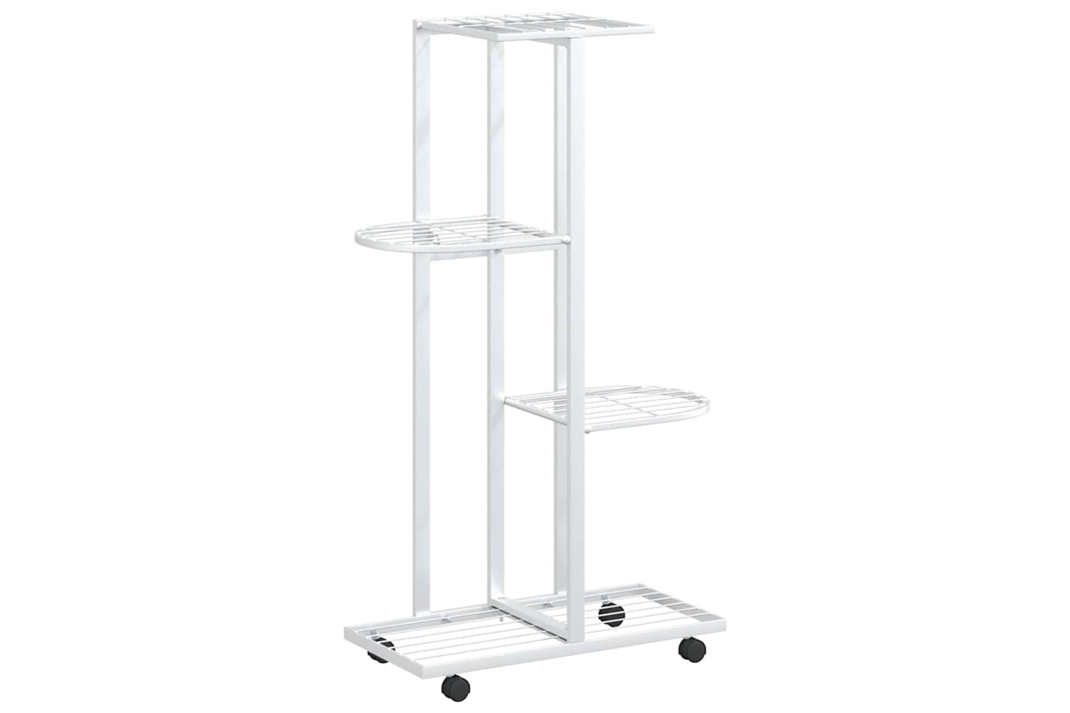vidaXL 343116 4-floor Flower Stand With Wheels 44x23x80cm White Iron