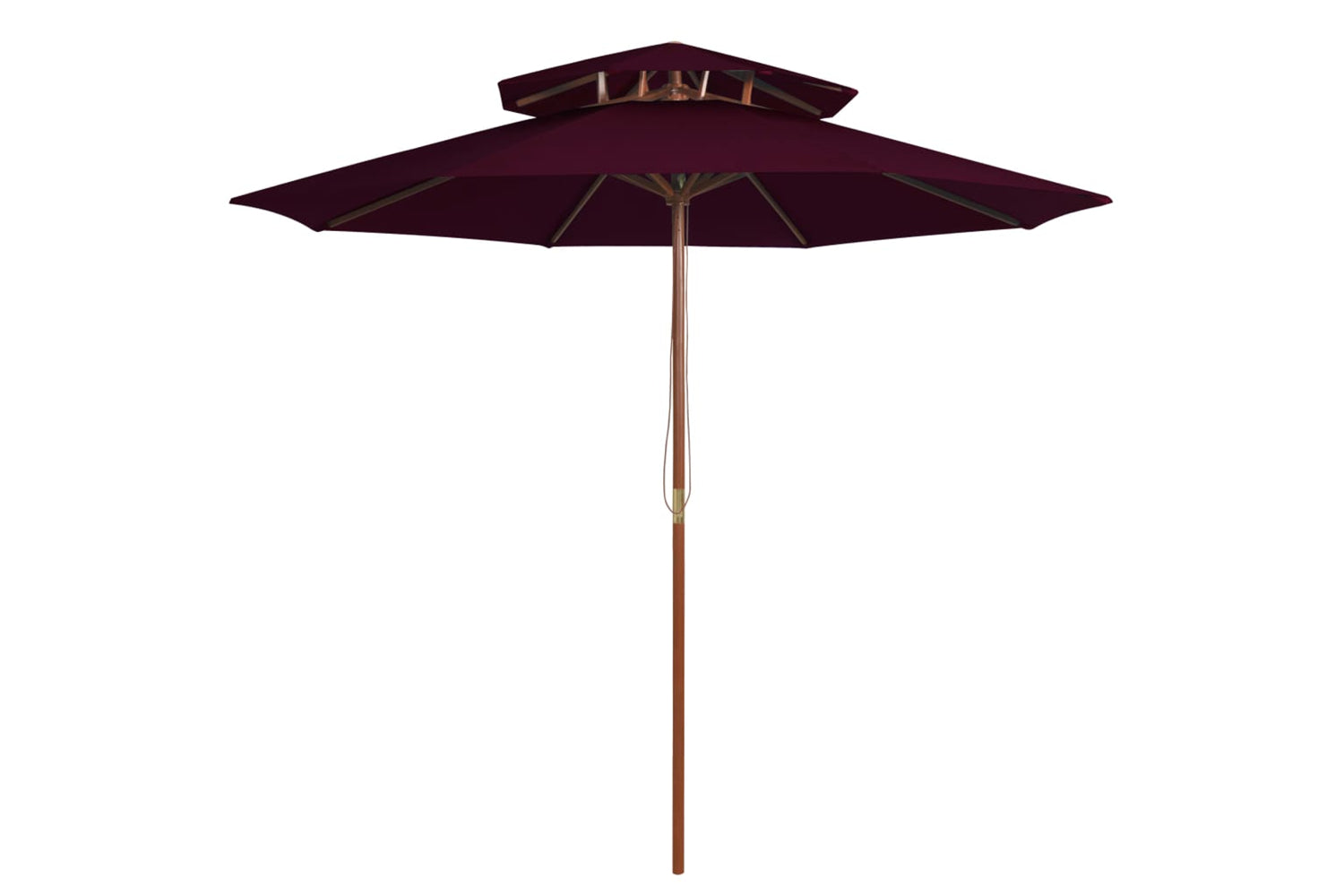 vidaXL 313764 Double Decker Parasol With Wooden Pole Bordeaux Red 270cm