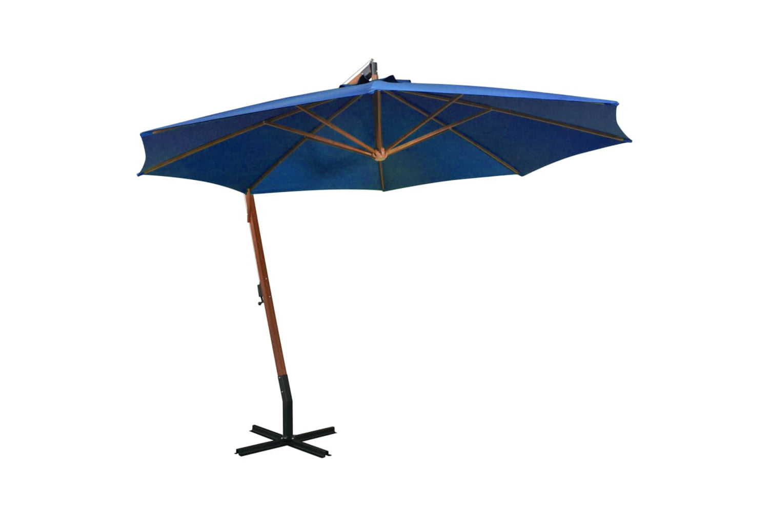 Vidaxl 313773 Hanging Parasol With Pole Azure Blue 3.5x2.9 M Solid Fir Wood