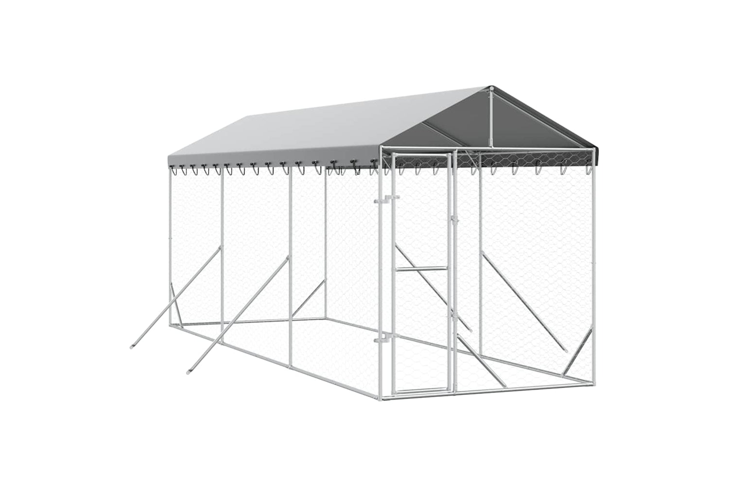Vidaxl 3190483 Outdoor Dog Kennel With Roof Silver 2x6x2.5 M Galvanised Steel