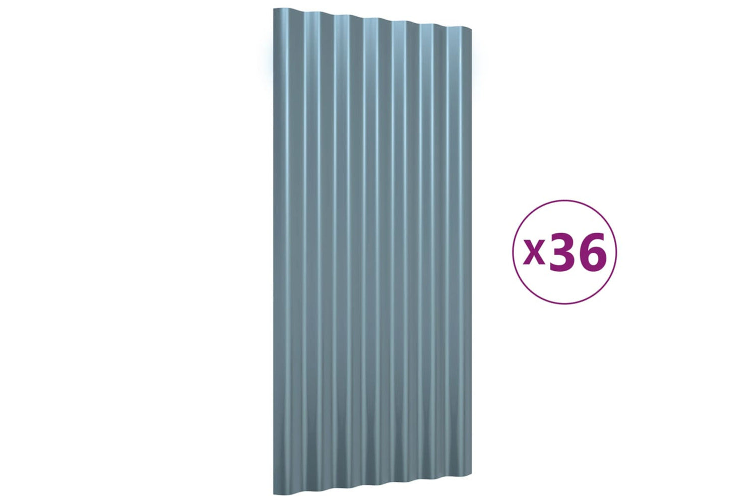 vidaXL 319139 Roof Panels 36 Pcs Powder-coated Steel Grey 80x36cm-2