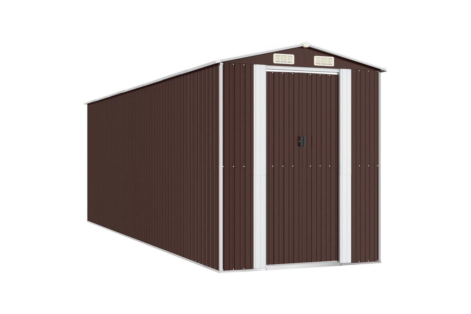 vidaXL 3147465 Garden Shed Dark Brown 192x606x223cm Galvanised Steel