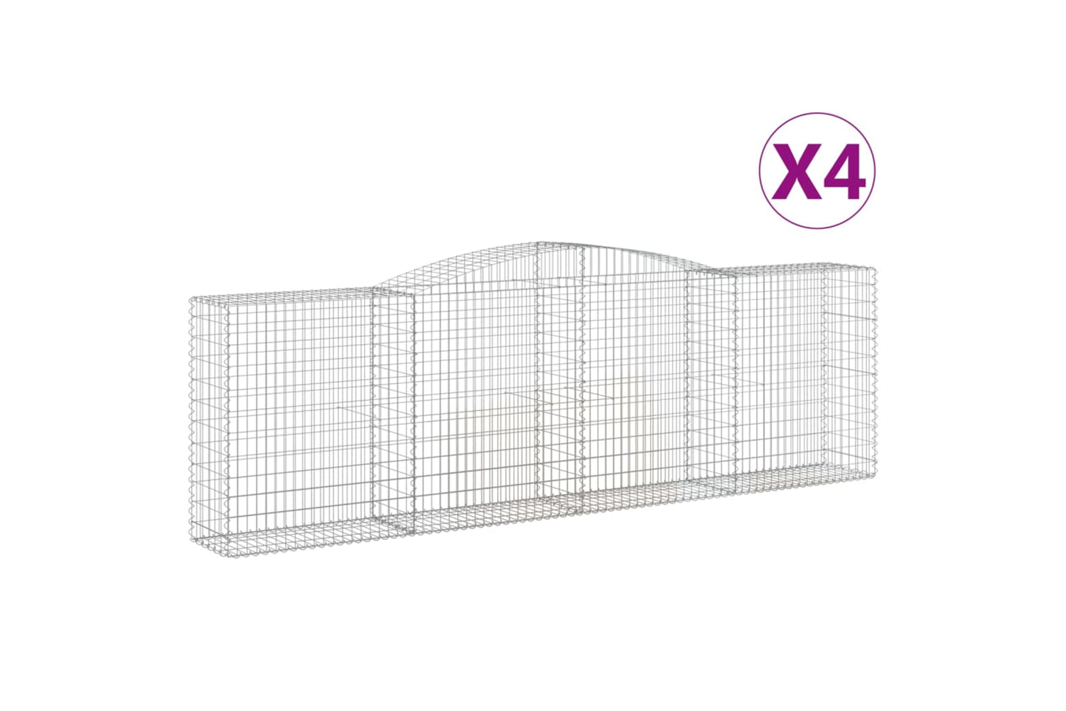 vidaXL 3147011 Arched Gabion Baskets 4 Pcs 400x50x120/140cm Galvanised Iron