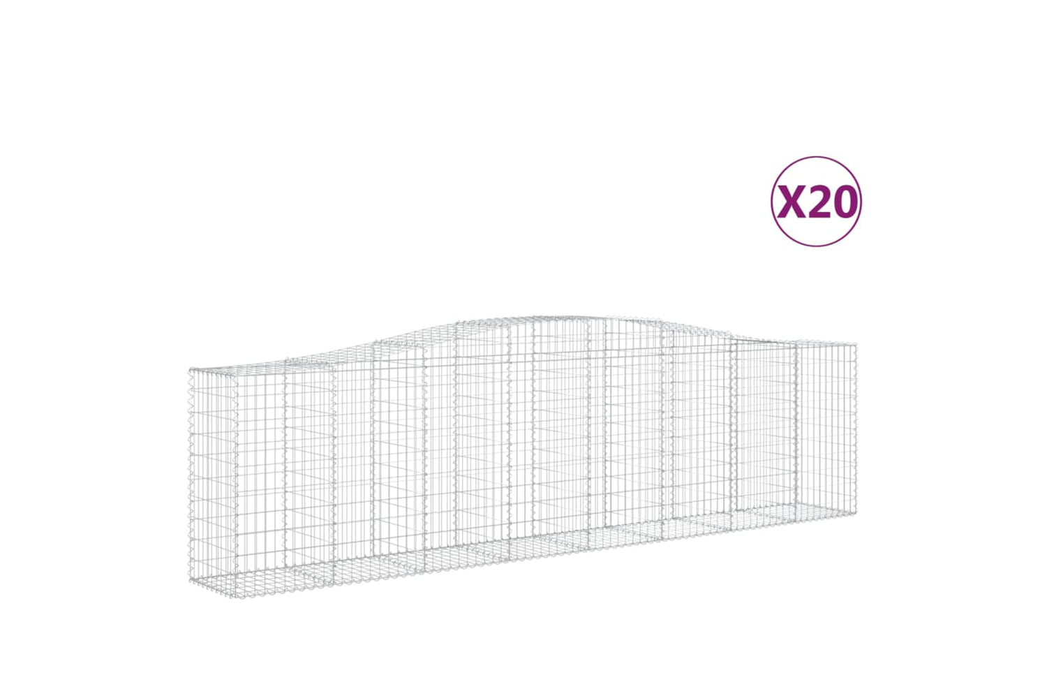 vidaXL 3145966 Arched Gabion Baskets 20 Pcs 400x50x100/120cm Galvanised Iron