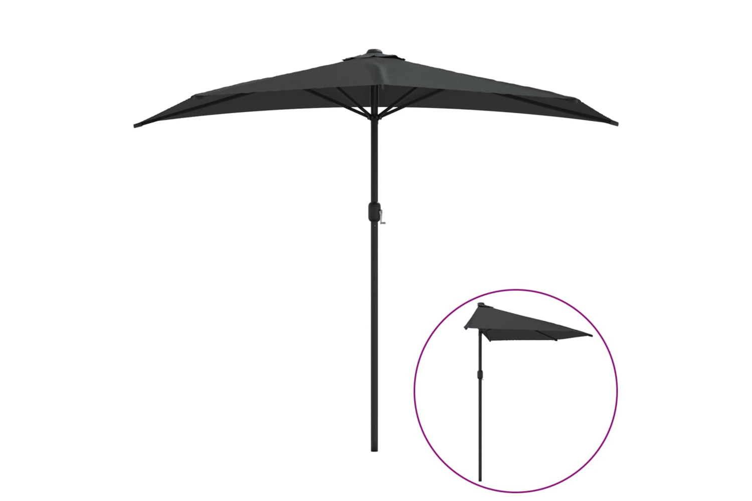 vidaXL 44589 Balcony Parasol With Aluminium Pole Anthracite 270x144cm Half