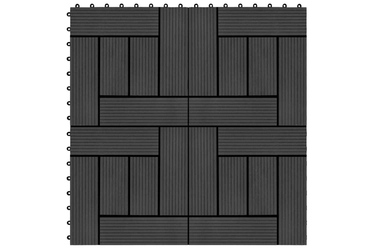 vidaXL 277803 22 Pcs Decking Tiles 30x30cm 2 Sqm Wpc Black-2
