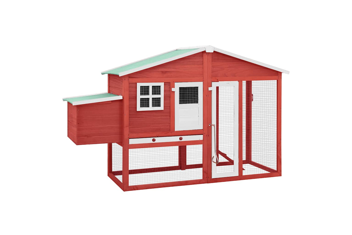 Vidaxl 170867 Chicken Coop With Nest Box Red And White Solid Fir Wood