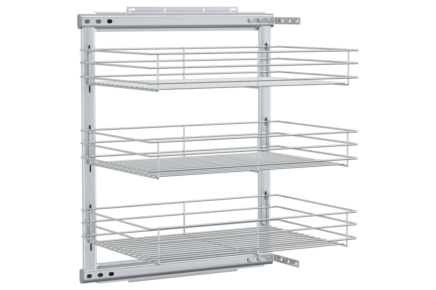 vidaXL 50970 3-tier Pull-out Kitchen Wire Basket Silver 47x35x56cm
