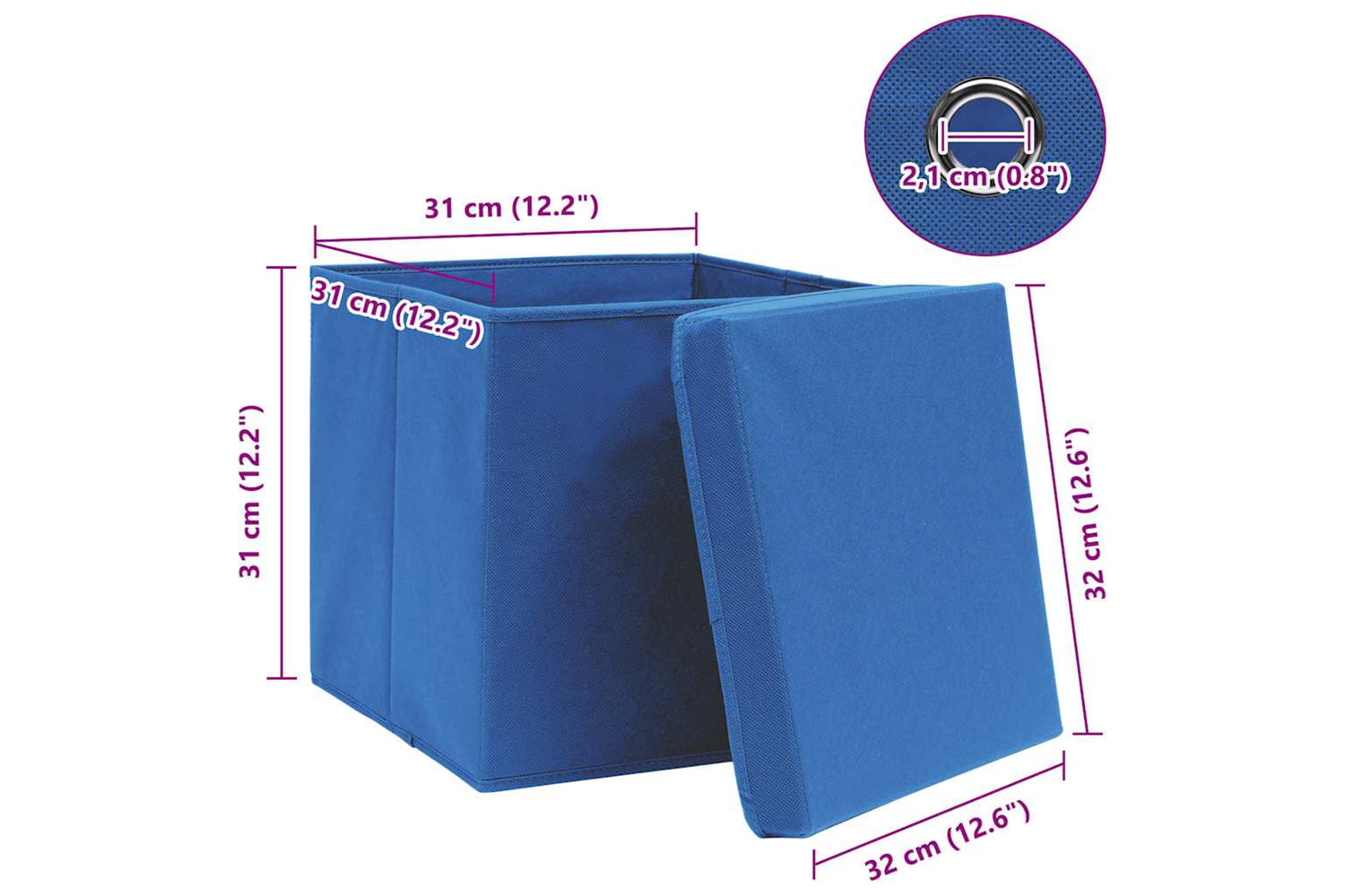 Vidaxl 288340 Storage Boxes With Lids 10 Pcs Blue 32x32x32 Cm Fabric-6