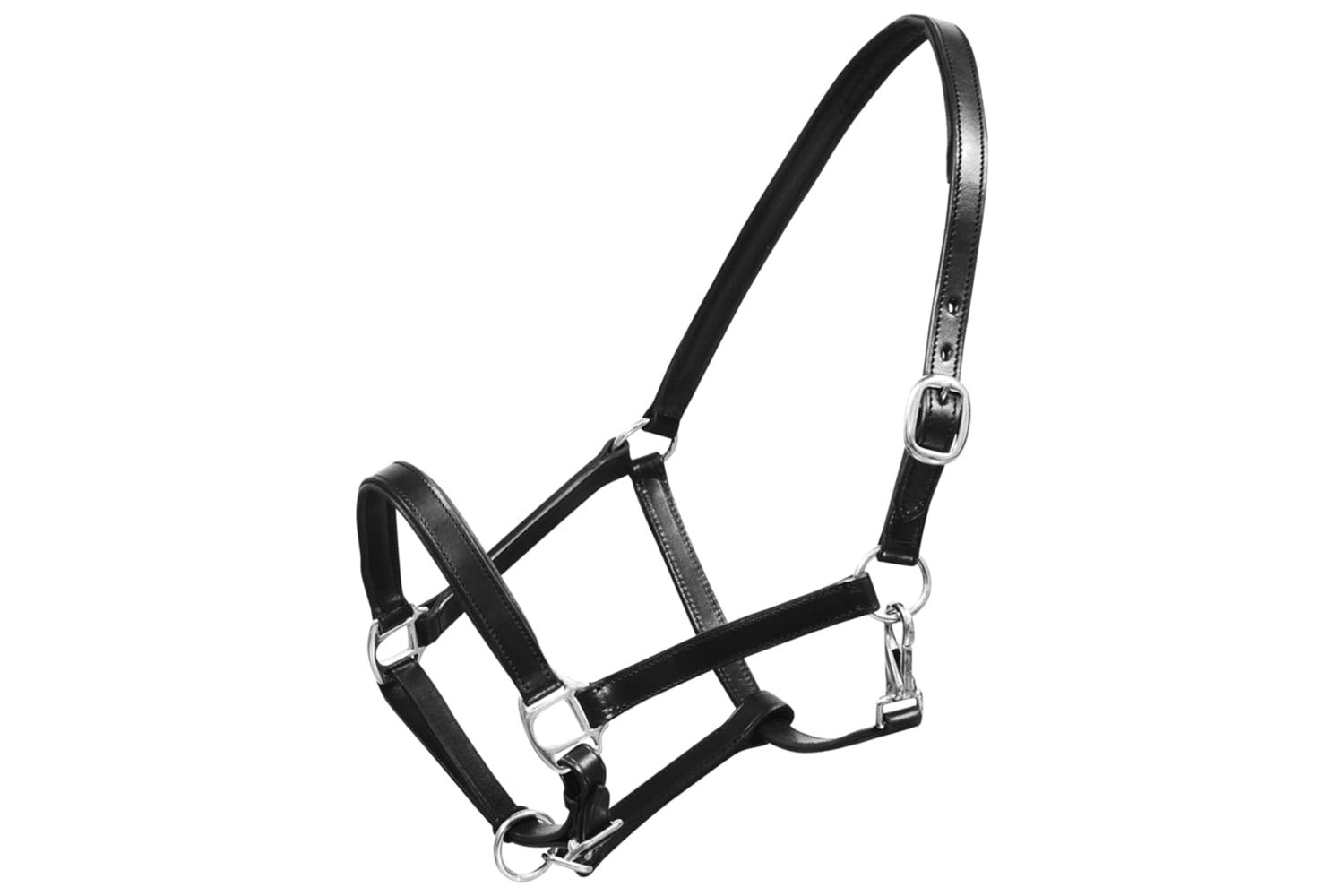 Vidaxl 90891 Real Leather Headcollar Stable Halter Adjustable Black Full-2