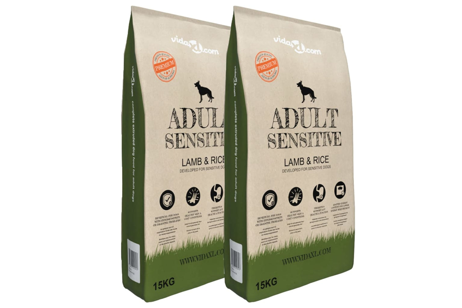 Vidaxl 275192 Premium Dry Dog Food Adult Sensitive Lamb & Rice 2 Pcs 30 Kg