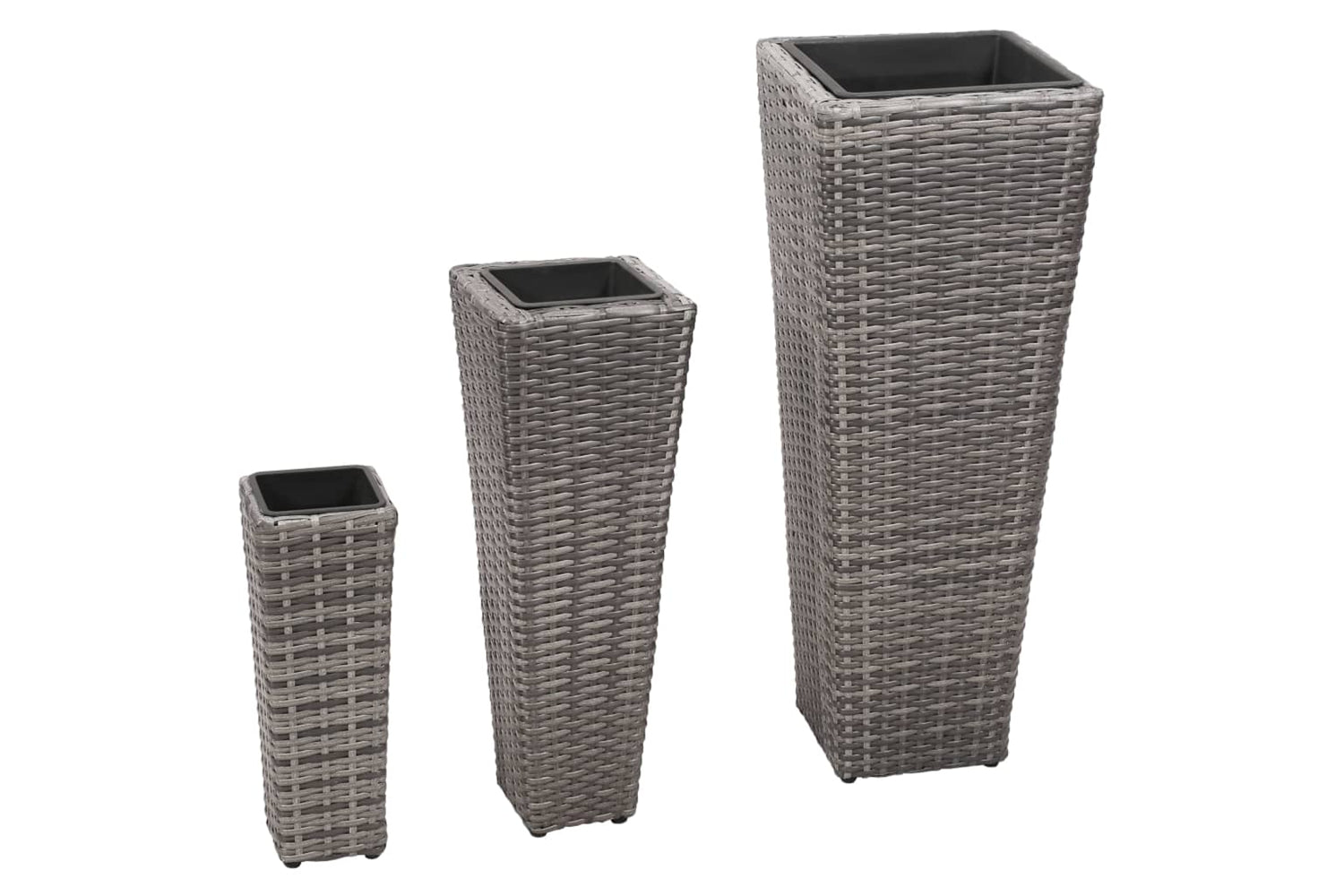 Vidaxl 45424 Garden Raised Beds 3 Pcs Poly Rattan Grey