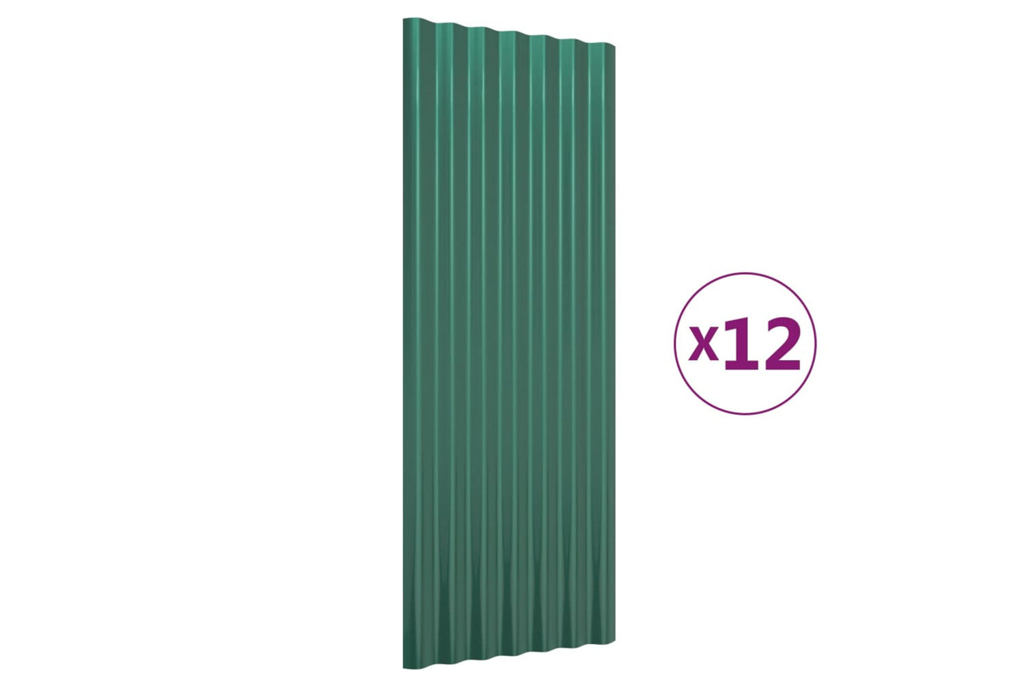 vidaXL 319142 Roof Panels 12 Pcs Powder-coated Steel Green 100x36cm-2