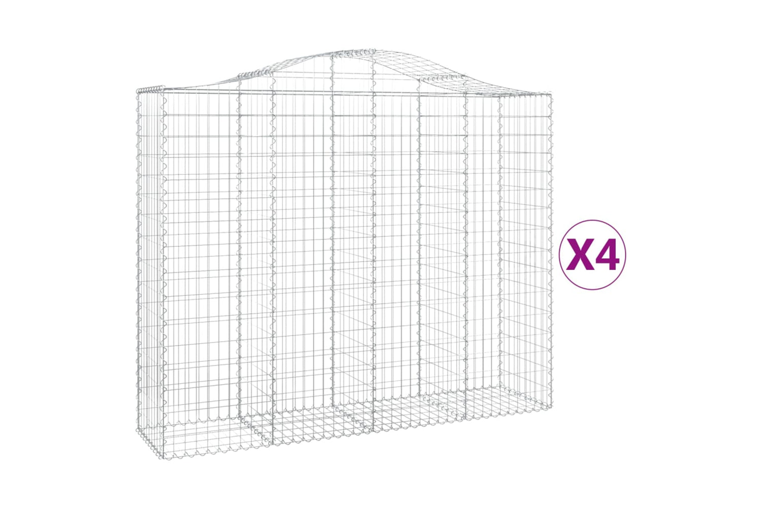 vidaXL 3145705 Arched Gabion Baskets 4 Pcs 200x50x160/180cm Galvanised Iron