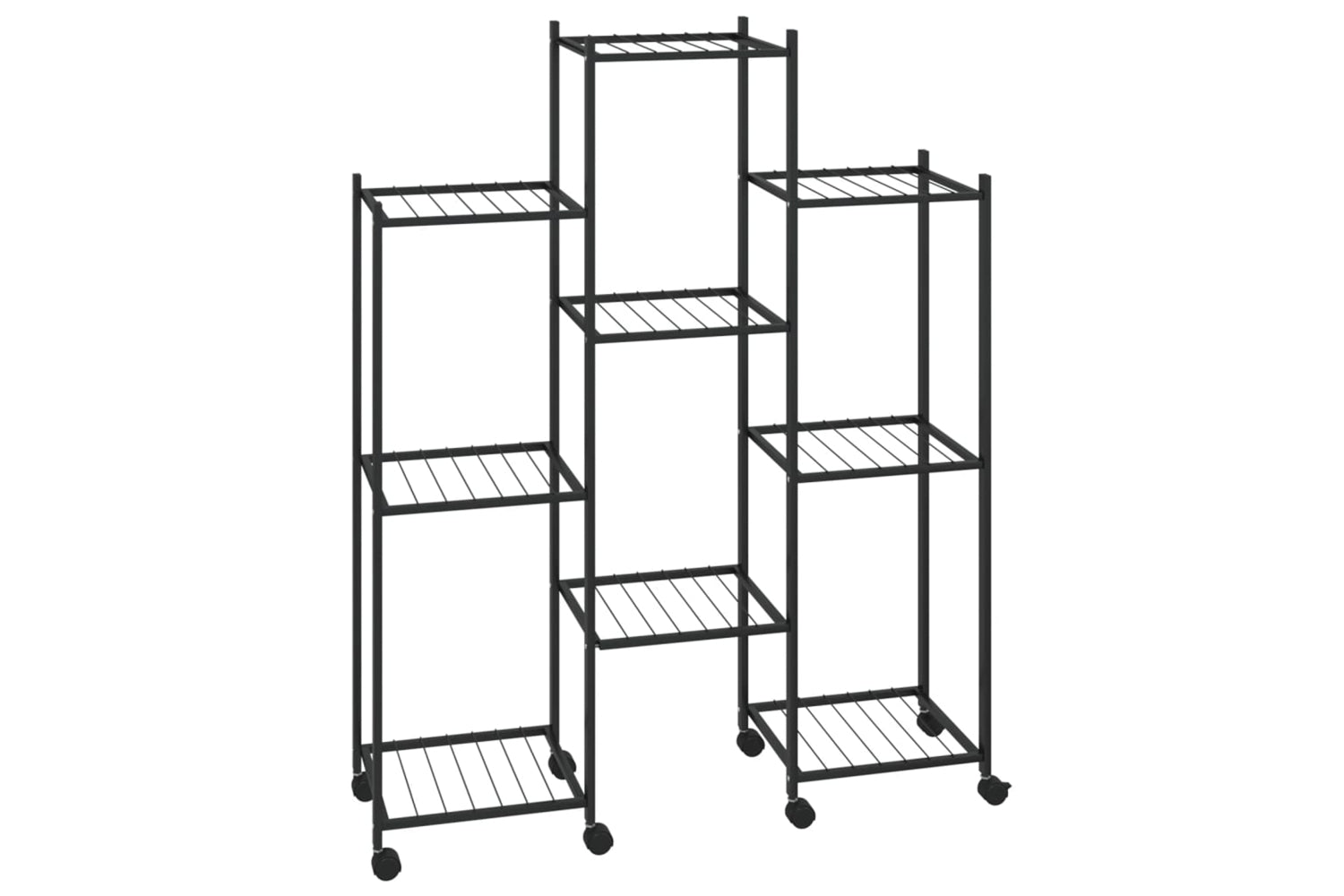 vidaXL 343124 Flower Stand With Wheels 83x25x103.5cm Black Iron