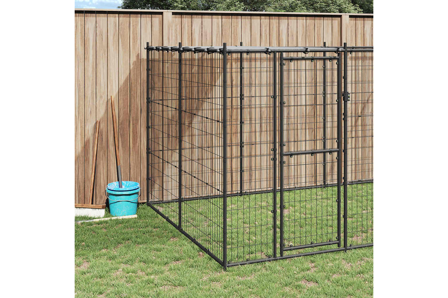 Vidaxl 3082294 Outdoor Dog Kennel Steel With Roof 12.1 M2-2