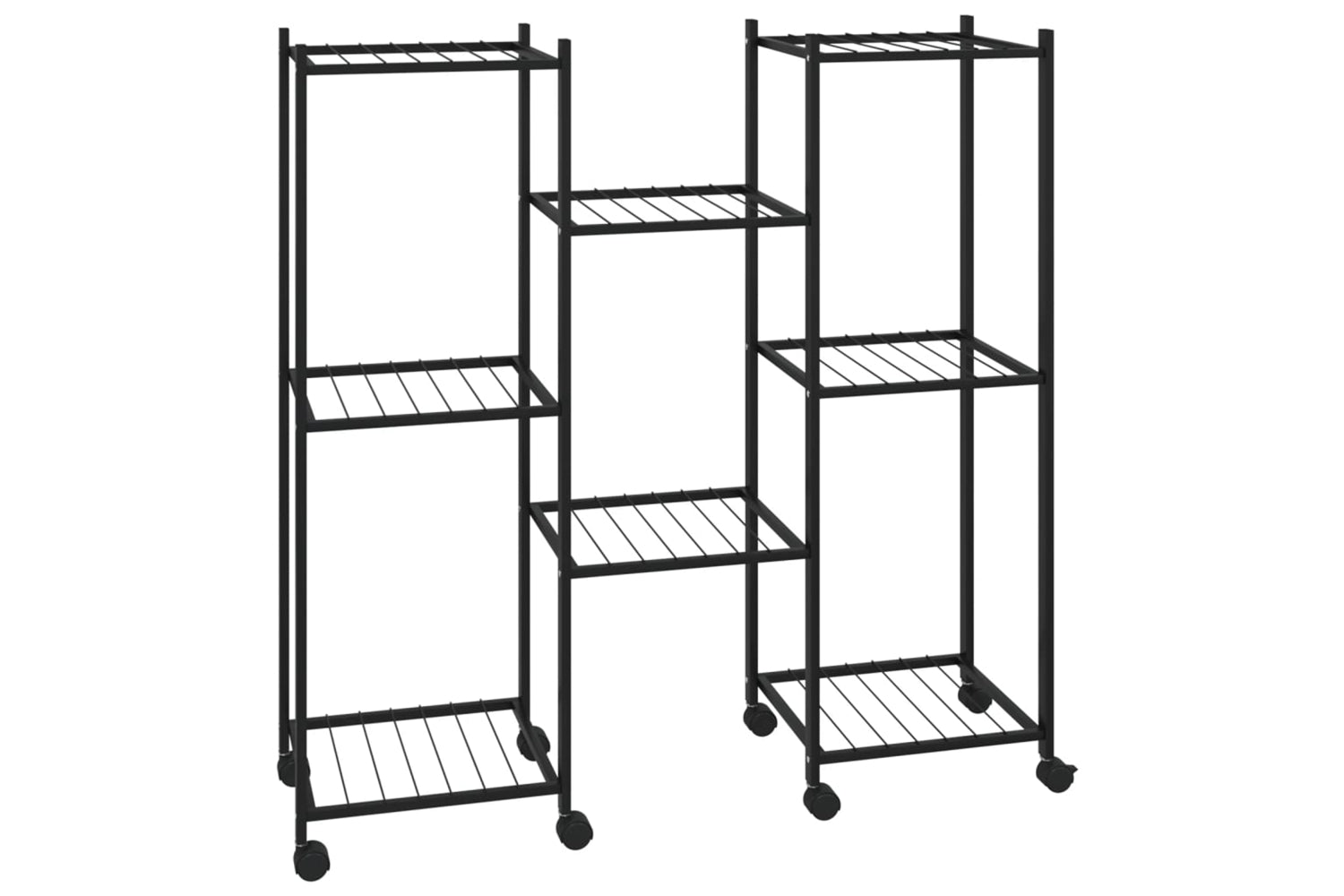 vidaXL 343128 Flower Stand With Wheels 83x25x83.5cm Black Iron