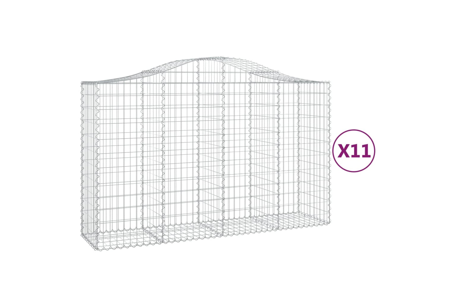 vidaXL 3145670 Arched Gabion Baskets 11 Pcs 200x50x120/140cm Galvanised Iron