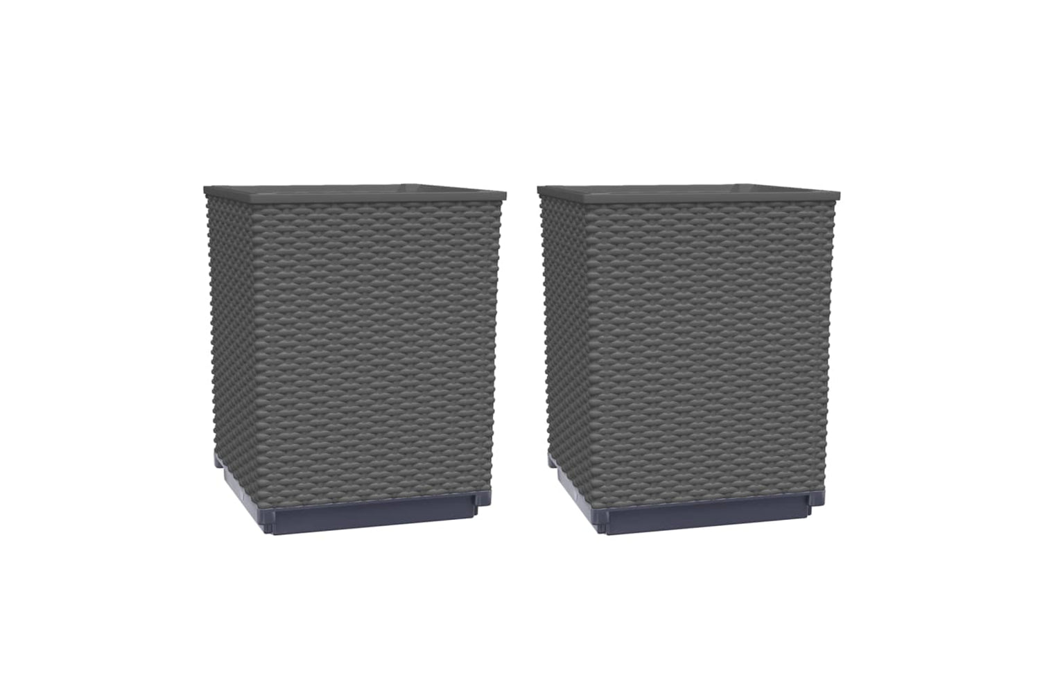 vidaXL 364182 Planters 2 Pcs Black 30x30x37cm Polypropylene