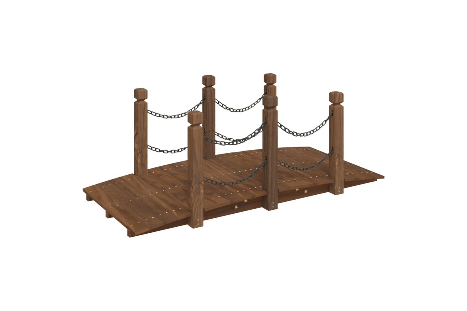 Vidaxl 363358 Garden Bridge With Chain Railings 150x67x56cm Solid Wood Spruce