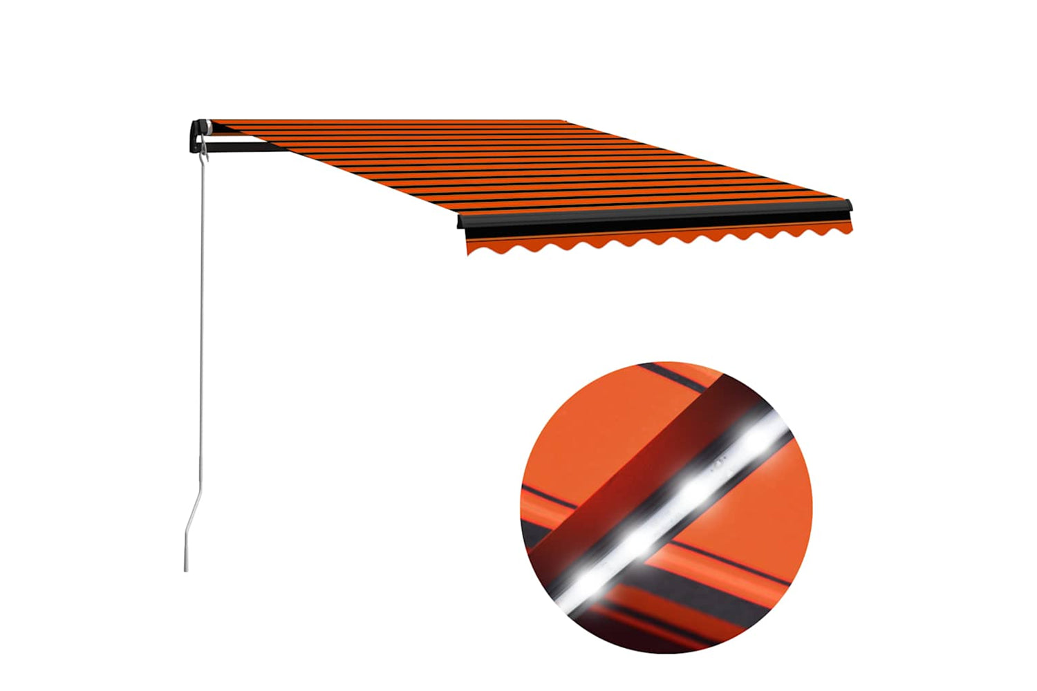 Vidaxl Manual Retractable Awning With Led 300x250 Cm Orange And Brown