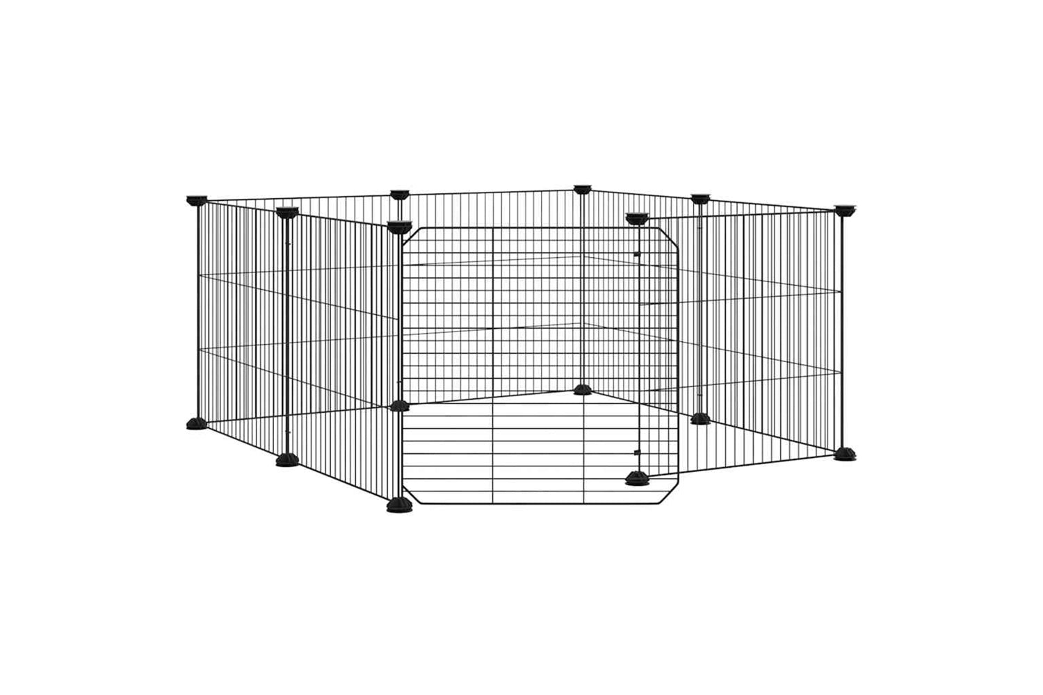 vidaXL 171625 8-panel Pet Cage With Door Black 35x35cm Steel