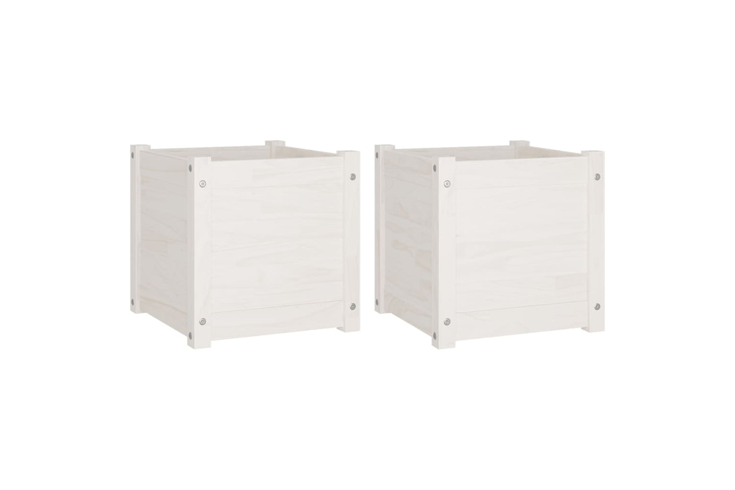 vidaXL 810537 Garden Planters 2 Pcs White 40x40x40cm Solid Pinewood