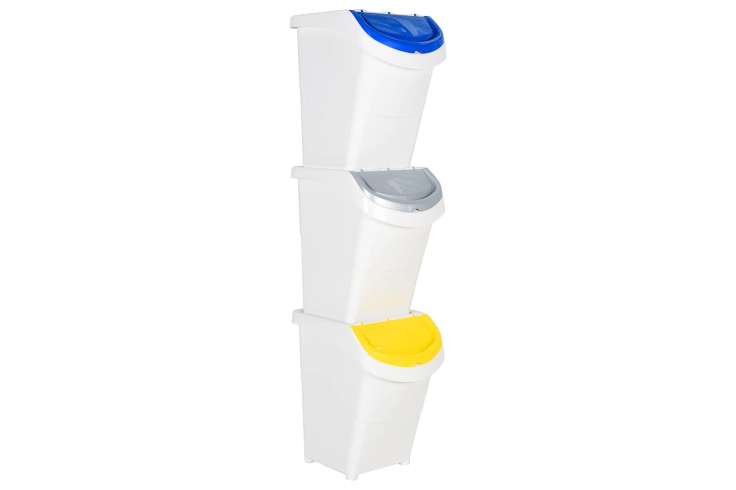 Vidaxl 364070 Stackable Waste Bins With Lids 3 Pcs White Pp 120 L