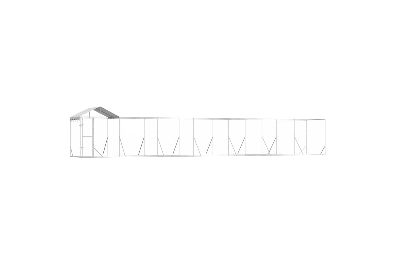 Vidaxl 3190469 Outdoor Dog Kennel With Roof Silver 14x2x2.5 M Galvanised Steel