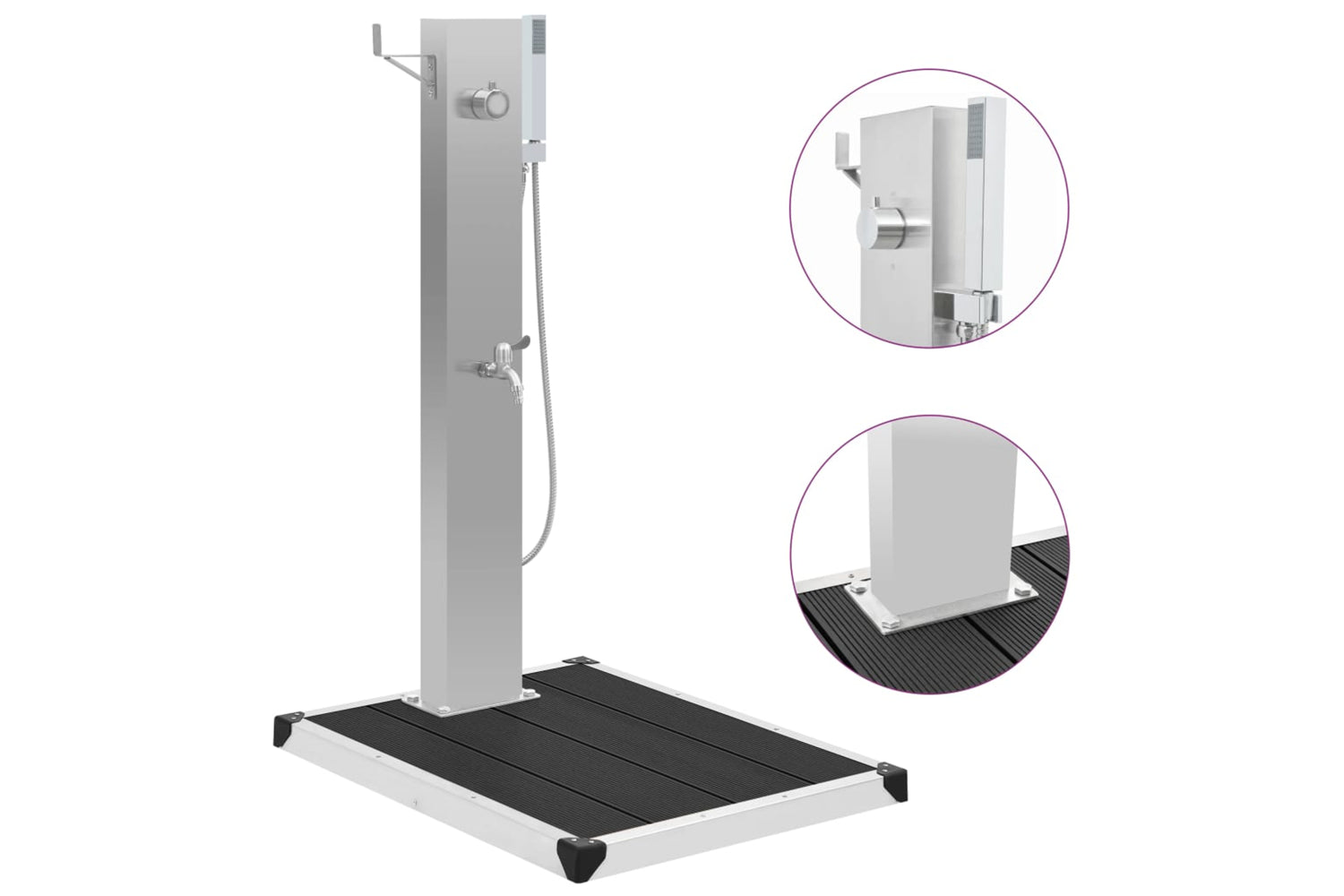 Vidaxl 3051292 Outdoor Shower With Tray Wpc Stainless Steel