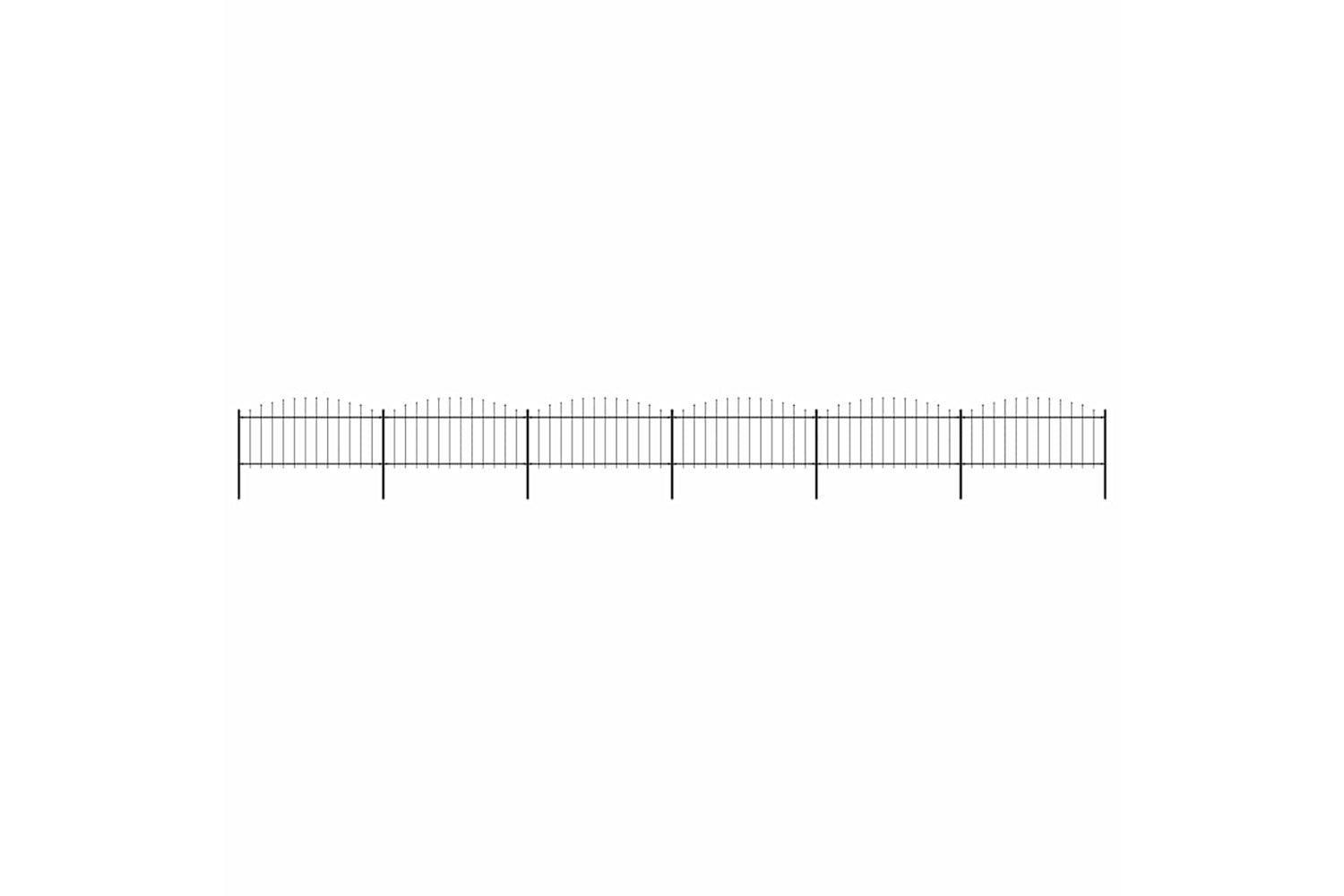 Vidaxl 277708 Garden Fence With Spear Top Steel (0.5-0.75)x10.2 M Black