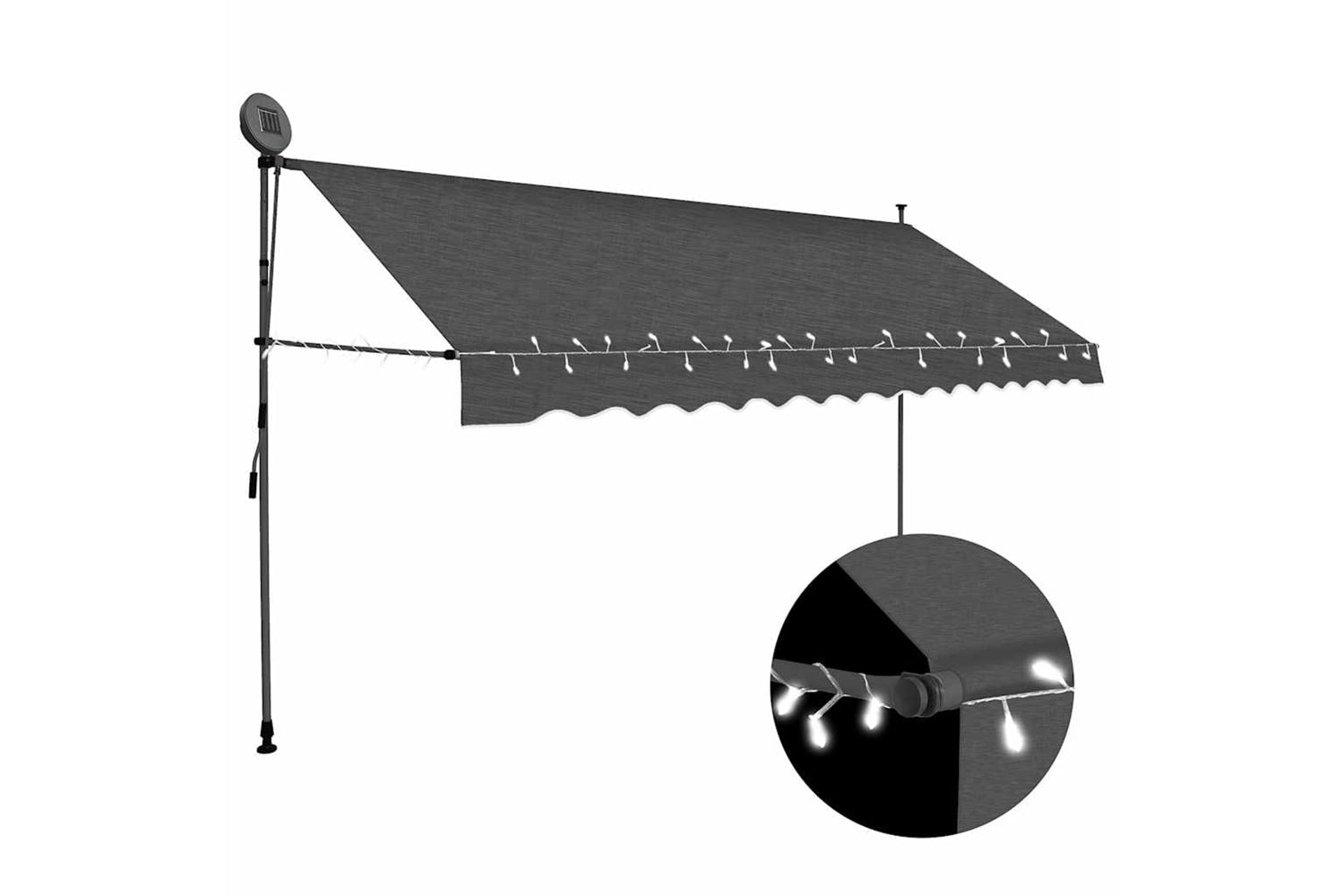vidaXL 145868 Manual Retractable Awning With Led 400cm Anthracite