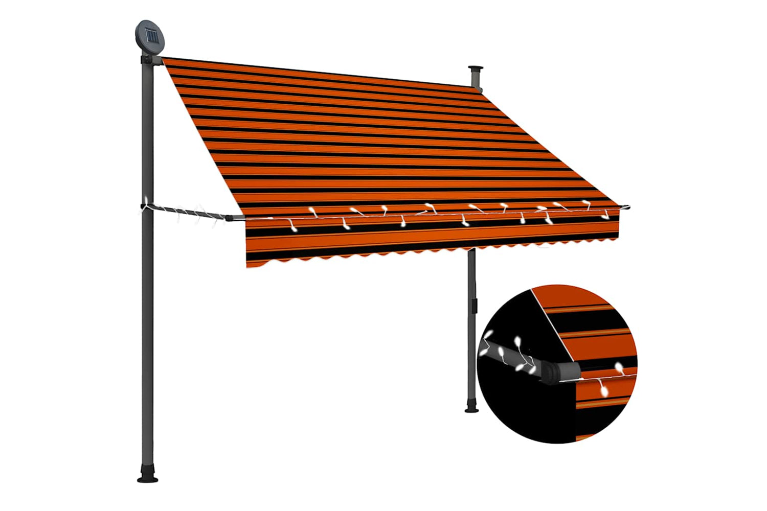 vidaXL 145878 Manual Retractable Awning With Led 200cm Orange And Brown