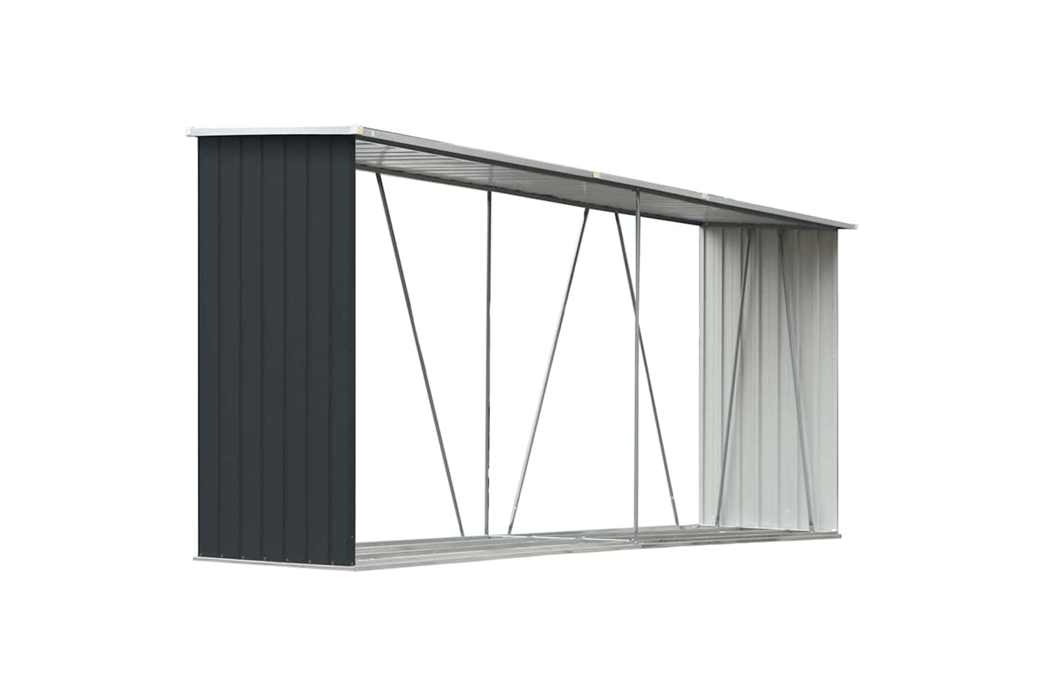 vidaXL 47085 Garden Log Storage Shed Galvanised Steel 330x84x152cm Anthracite