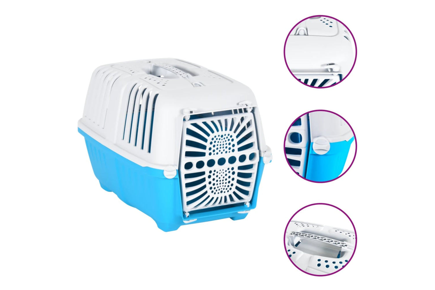 Vidaxl 172216 Pet Carrier White And Blue 48x31.5x33cm Polypropylene