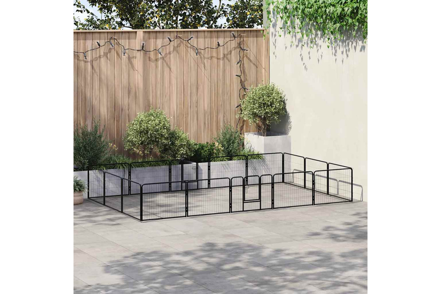 vidaXL 275492 Dog Playpen 16 Panels Steel 60x80cm Black