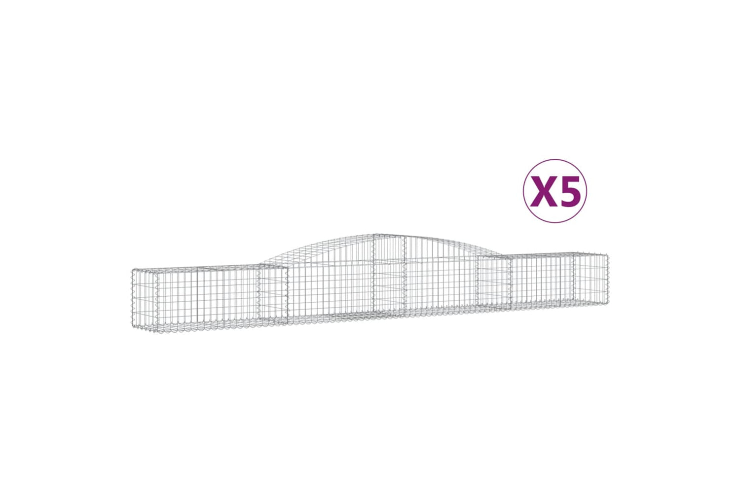 vidaXL 3146960 Arched Gabion Baskets 5 Pcs 400x50x40/60cm Galvanised Iron