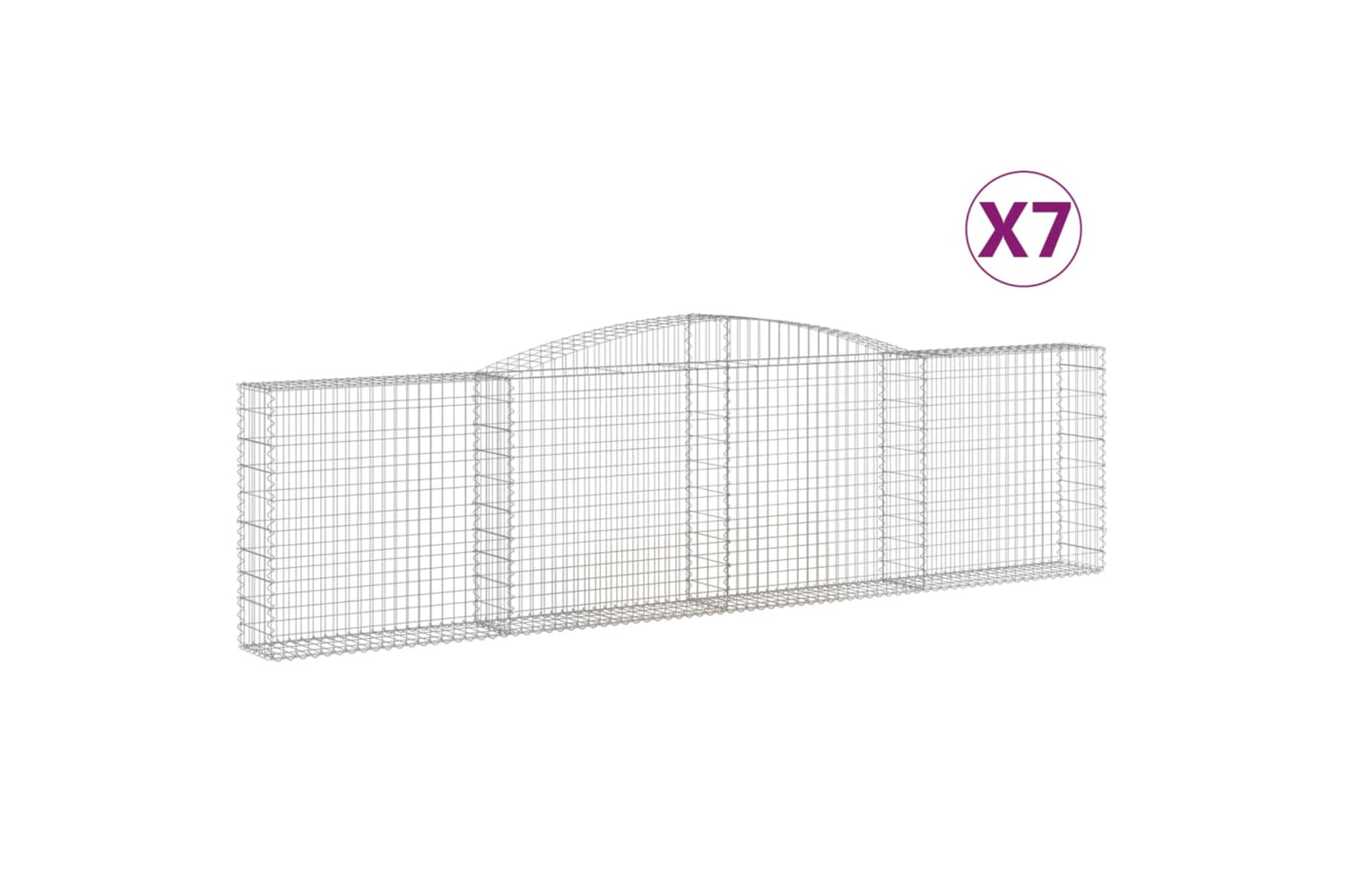 vidaXL 3146871 Arched Gabion Baskets 7 Pcs 400x30x100/120cm Galvanised Iron