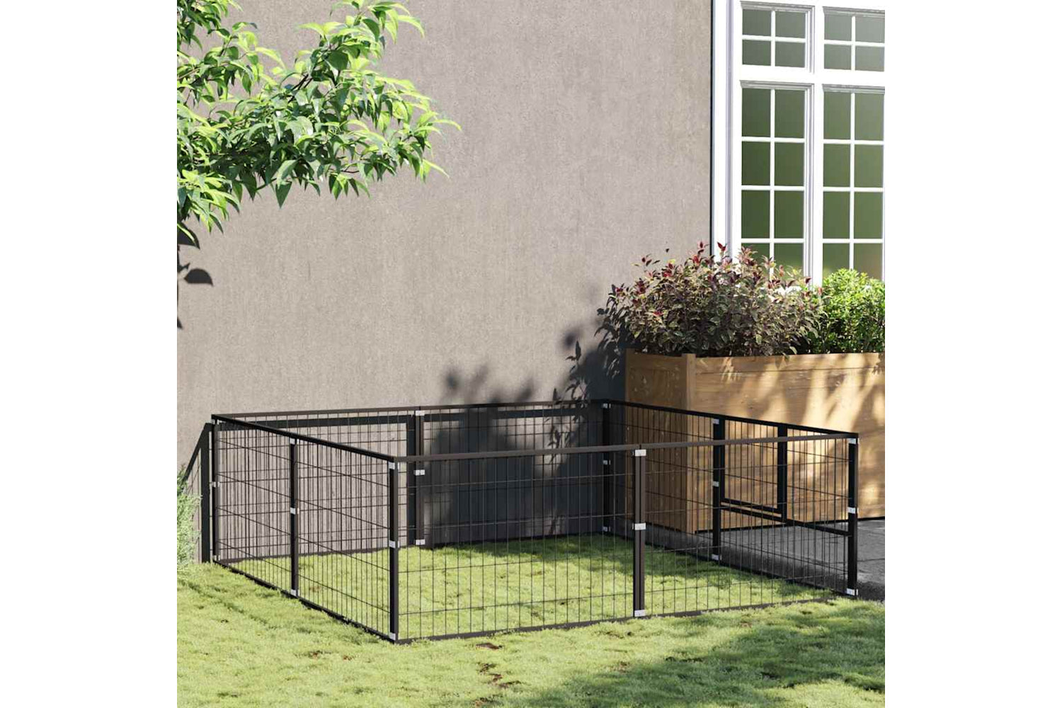 Vidaxl 3082109 Dog Kennel Black 4 M2 Steel