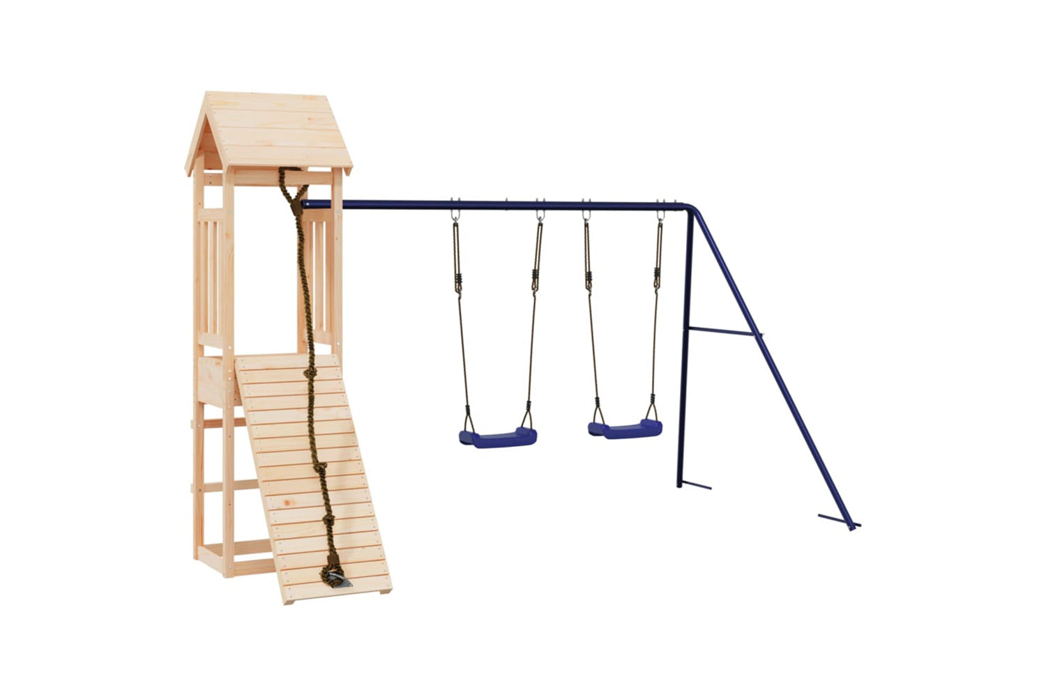 Vidaxl 3155816 Playhouse With Climbing Wall Swings Solid Wood Pine-2