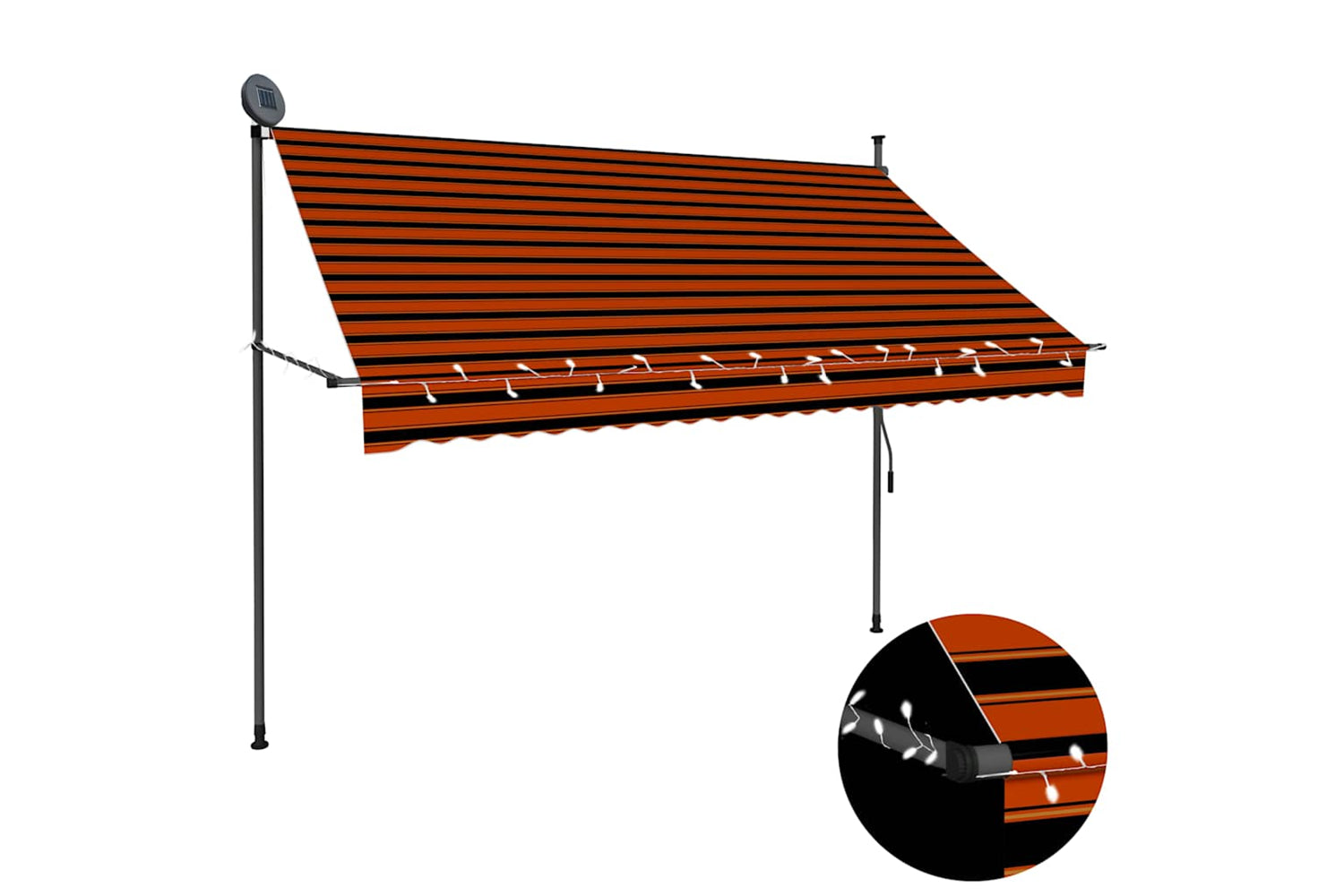 vidaXL 145879 Manual Retractable Awning With Led 250cm Orange And Brown