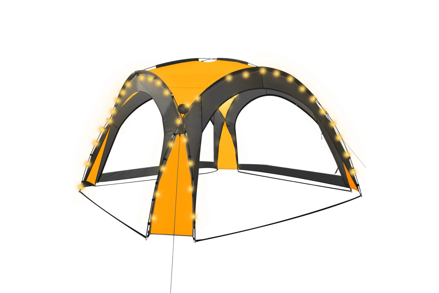 Vidaxl 92238 Party Tent With Led And 4 Sidewalls 3.6x3.6x2.3 M Yellow