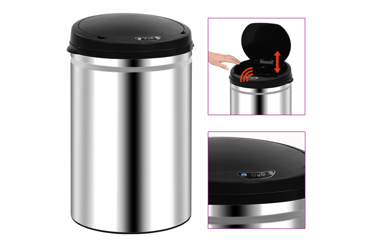 Vidaxl 322692 Automatic Sensor Dustbin 30 L Stainless Steel