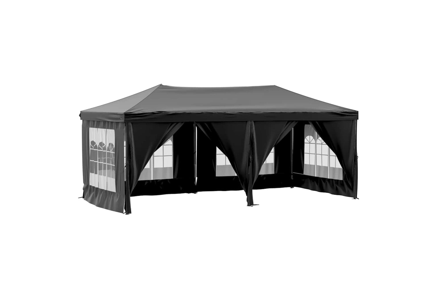 Vidaxl 93546 Folding Party Tent With Sidewalls Black 3x6 M